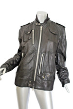 Womens Diesel Black Soft Leather Racer Biker Motorcycle Jacket Size Xl
