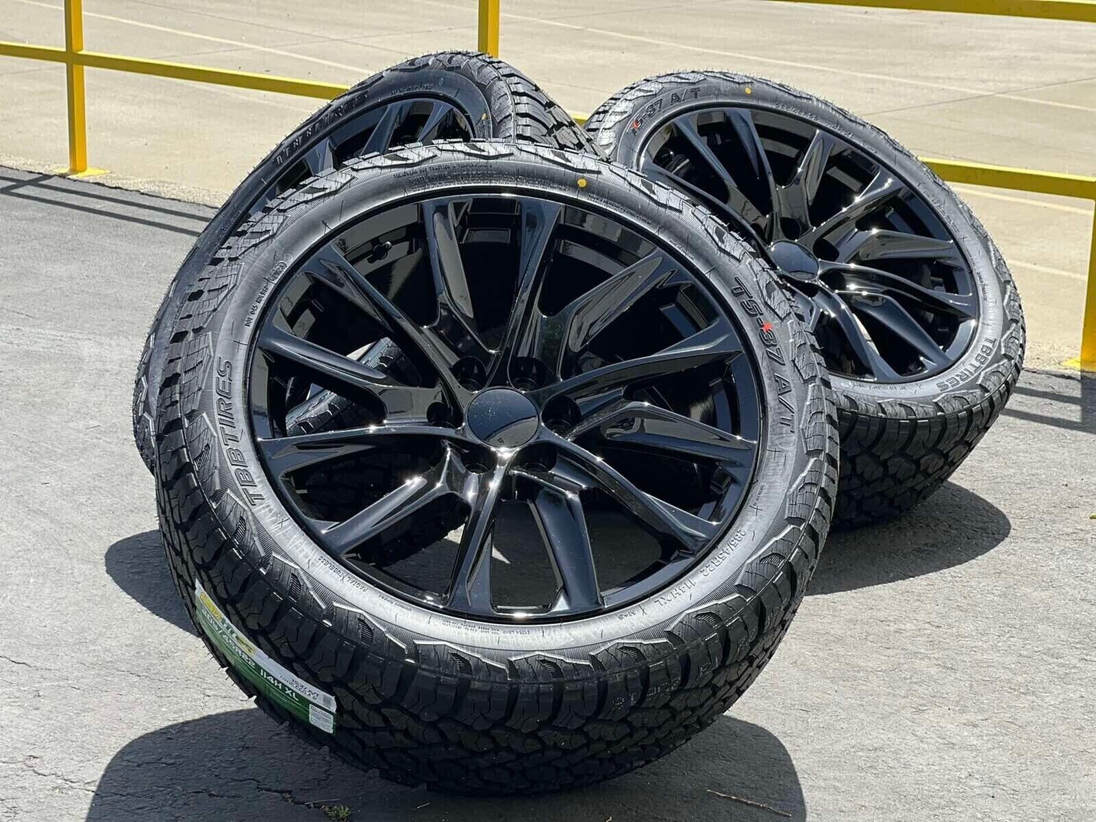 22" GMC Gloss Black Milled Wheels Rims Tires 2854522 Fits Chevy GM 6lug