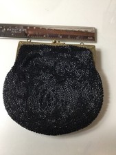 Vintage Black Beaded Purse Unknown Brand