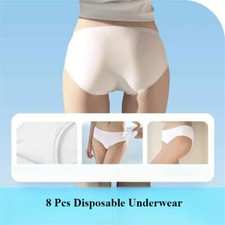 8 Pcs One size Disposable Cotton Underwear for Women Men Travel Salon