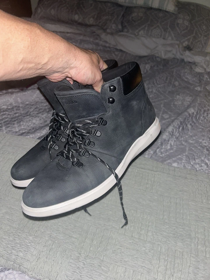 Botas de gamuza de motociclista Cole Haan negras/blancas 11-1/2M Foto 3 de 4