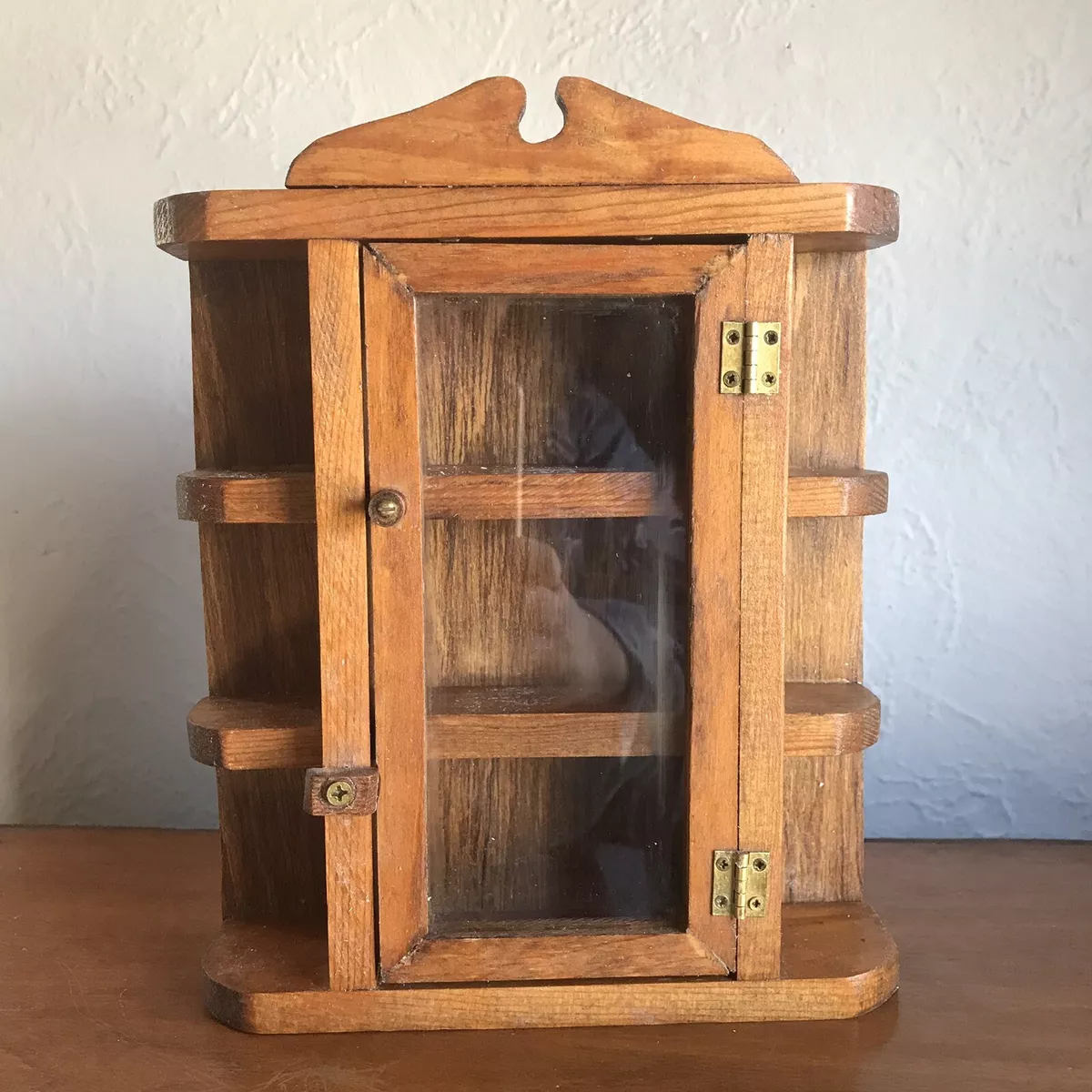 Small Curio Cabinet 9 Shelf Glassed Display Cabinet 9.5 T X 8.5 W X2 D. Bb