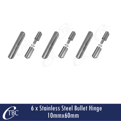 6x Stainless Steel Hinge Bullet Weld 10mm x 60mm Window Trailer Gate Caravan Pin