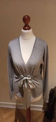JOE TAFT Pullover in Mause-Grau in Gr. M mit Seidenschleife
