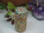 Vtg Chinese Champleve Toothpick Match Stick Holder Needle case Gilt Brass Floral — photo 5