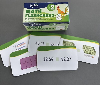 2nd Grade Math Flashcards: 240 Flashcards by Sylvan Learning - Used, Complete