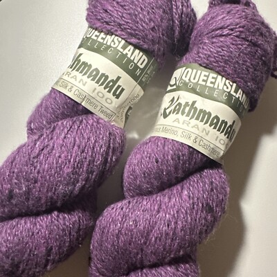 Queensland Yarn Worsted (Purple) Wool/Silk/Cashmere Tweed 208 Yds Each