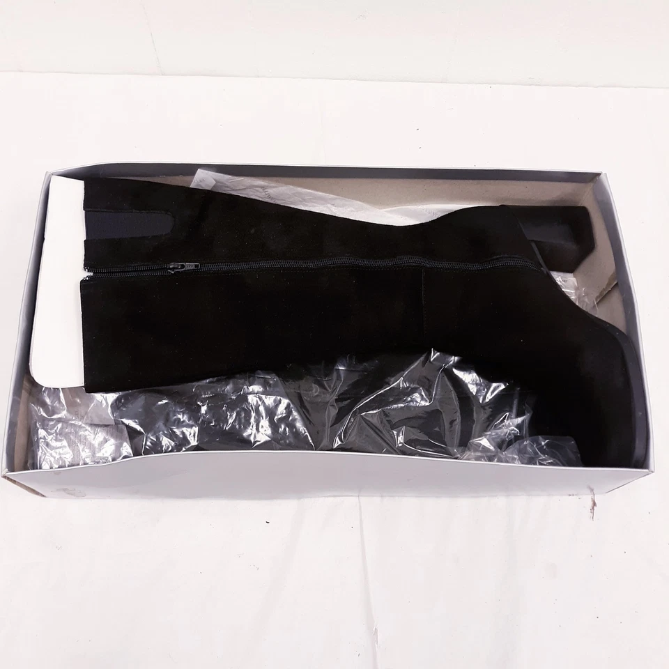 MUJER NEGRO GAMUZA AMANDA SMITH CARRERA BOTAS HASTA LA RODILLA TACONES ZAPATOS TALLA 10M Foto 4 de 4