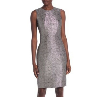 NWT! $498 DVF Calliope Sleeveless Metallic Dress  in Silver Metallic Size: 12