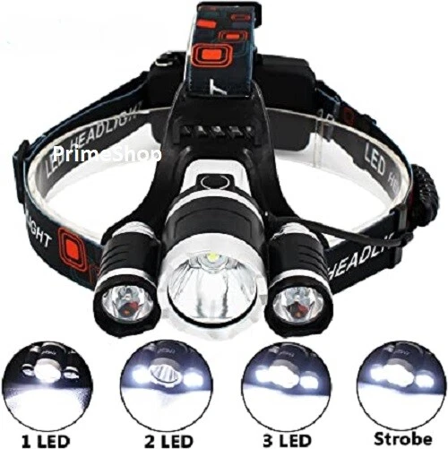 Lampada Frontale LED Grundig 200 Lumen T6 CREE - 3 Modalit&agrave; IP43 Per Escursionismo