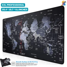 XXL Gaming Mouse Pad Map Desk Mat Non-Slip Washable Stitched Edge Rubber Base