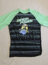 Despicable Me Minion Made Kids T-Shirt Short Sleeve Black/Green Size XL 14-16 