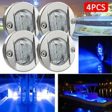4X 3" Inch Round Marine Blue LED Transom Mount Stern Anchor Navigation Lights