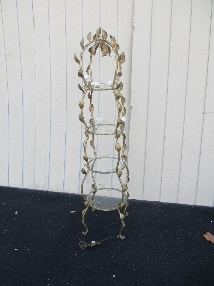 64469 Librería Estante Curio Whatnot de Hierro Dorado con Flores 22"W x 72"H Foto 3 de 4