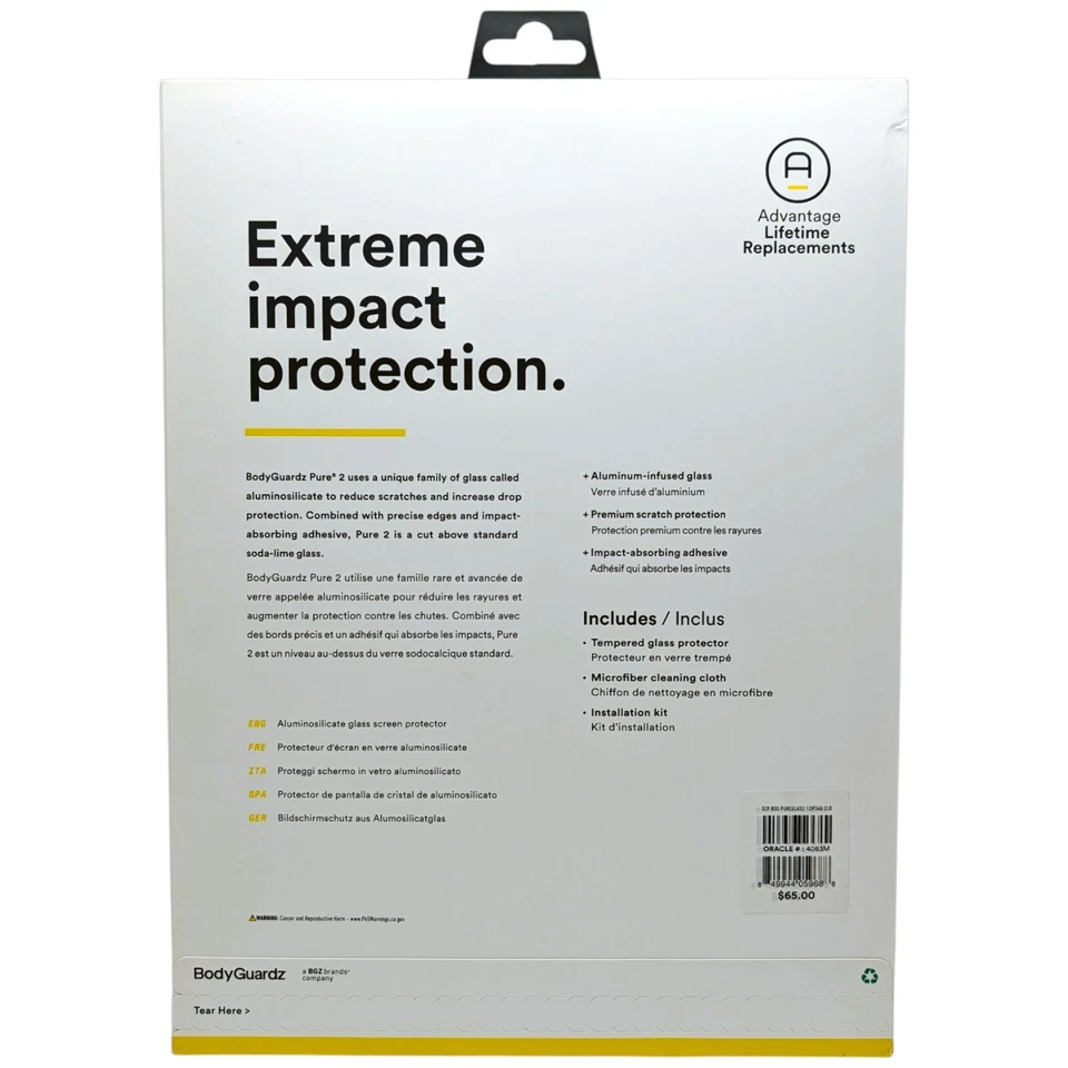 BodyGuardz Pure 2 Screen Protector for iPad Pro 12.9-Inch Glass Anti-Scratch - Image 2 of 2