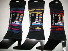 1 Pair Women ARGYLE LEG WARMERS Magenta/Teal, Purple/Lime, and Navy/Red