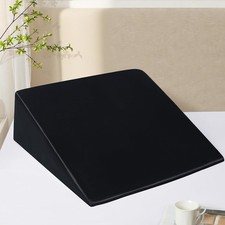 Satin Wedge Pillow Cover Black 25x25x8 Inch Bed Pillowcase Smooth Zipper