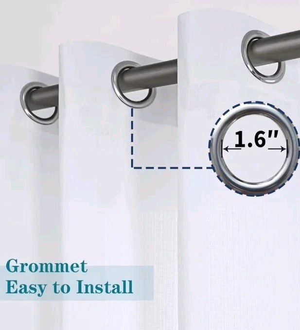 Juego de 2 paneles cortinas transparentes blancas BGment, 52x84, semi transparentes Foto 4 de 4