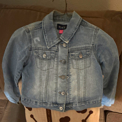 The Children's Place Blue Denim Jacket 4T Button Front Collared Pockets