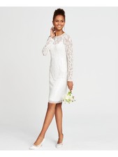 ADRIANNA PAPELL Womens White Long Sleeve Above The Knee Formal Sheath Dress 10