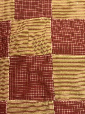 Vintage Country Homespun Cotton Patchwork Fabric Remnant Red Tan Plaid 18x41 New