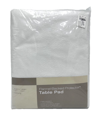 Elrene Quilted Table Pad Protector with Flannel Backing 52  x 144  Oblong White