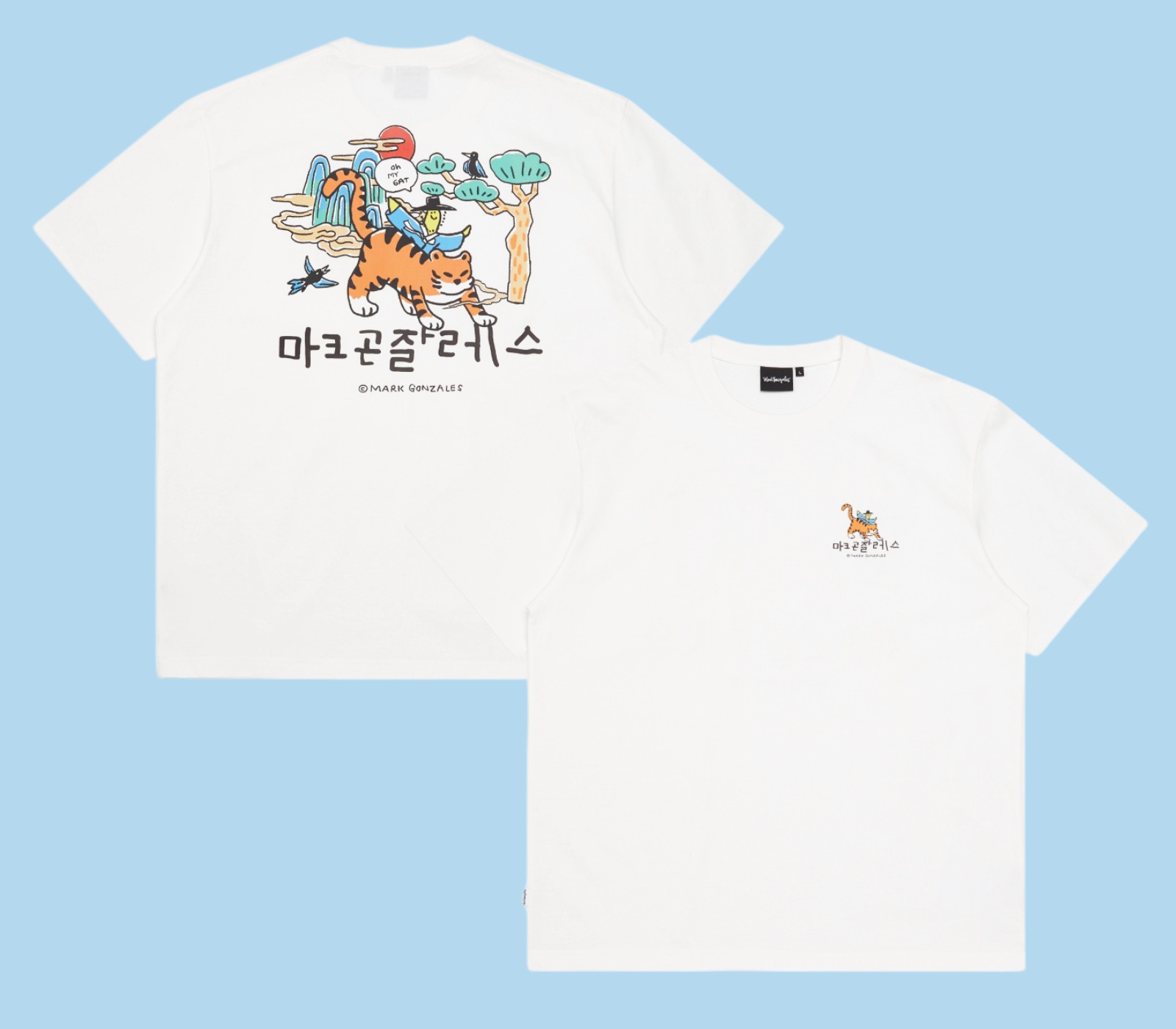 MARK GONZALES Korea Edition Tiger Short-Sleeve T-Shirt Casual Lifestyle White 12990₽
