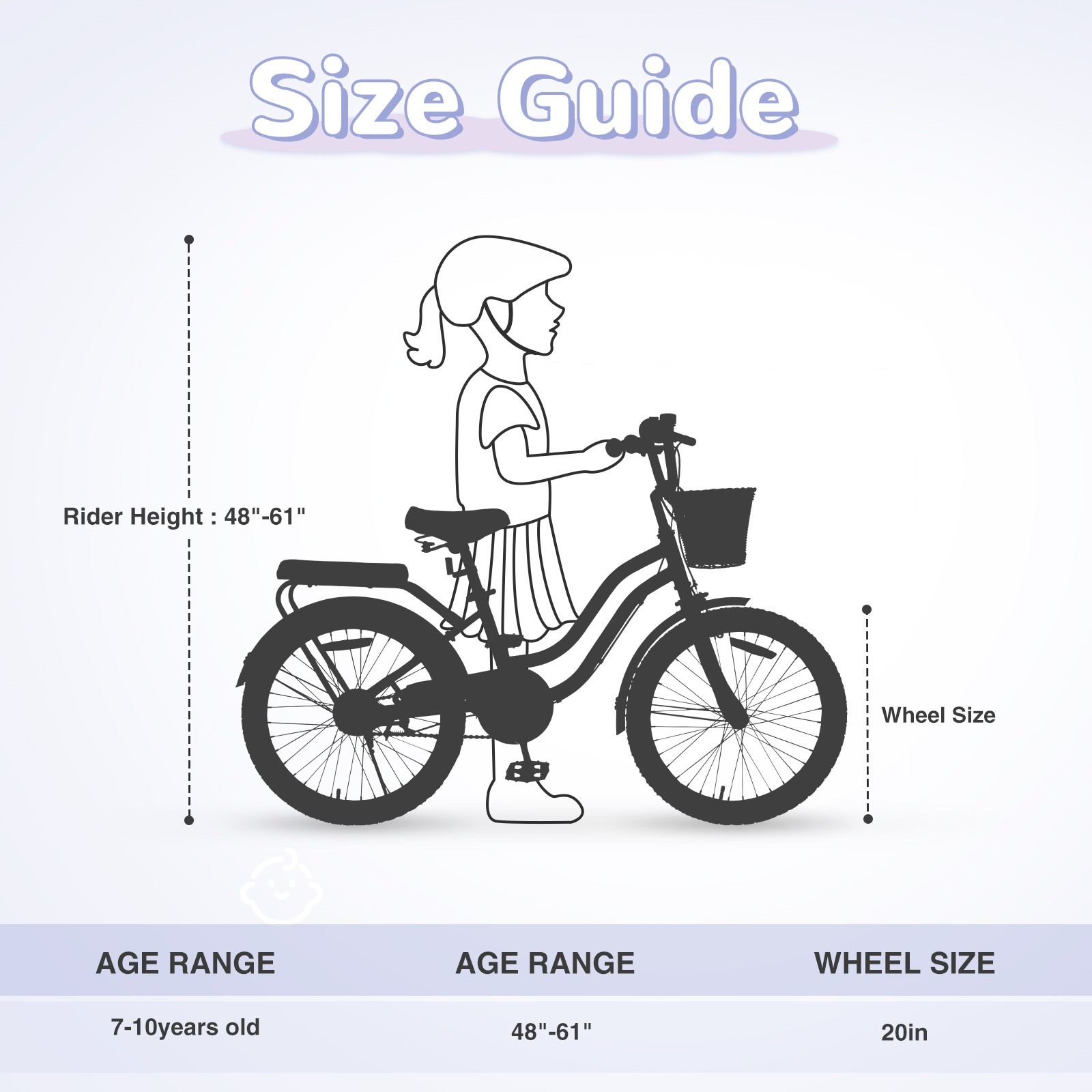 ZUKKA Kids Bike 20 Inch Girls Bike with Basket 7 Speed Cruiser Bike ,Purple