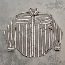 VTG Panhandle Slim Shirt Womens M Gray Striped Western Cowboy Casual Made In USA