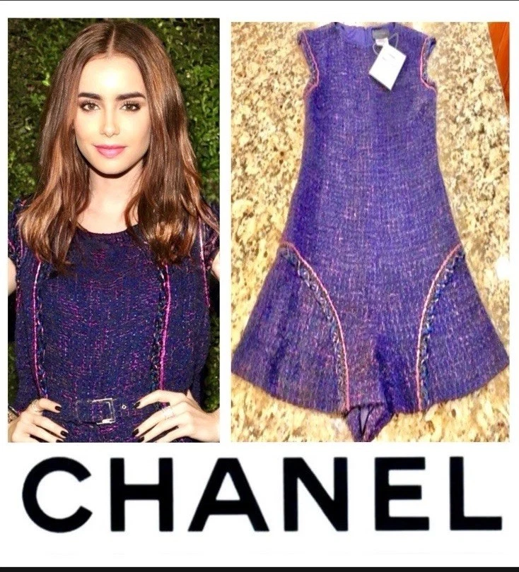 Nuova tuta Chanel 2013 Emily Paris tweed pantaloncini abito pantaloni top 34 36 2 4 6 M S