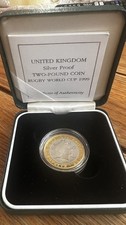 1999 Royal Mint Rugby World Cup Two Pound Silver Proof Coin £2 and COA