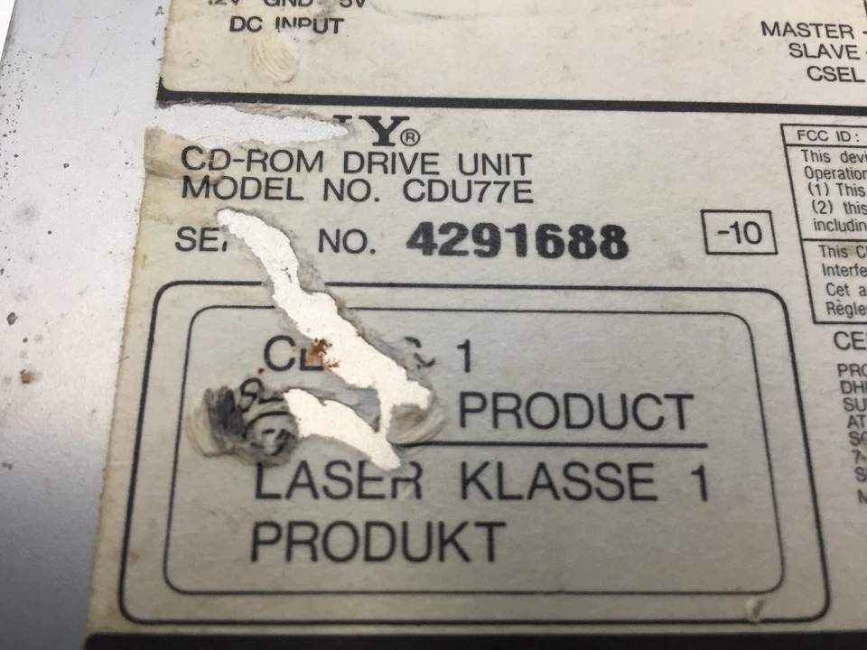 Vintage Sony CDU77E CD-ROM Drive Unit 5.25" IDE Optical Drive - Image 3 of 4