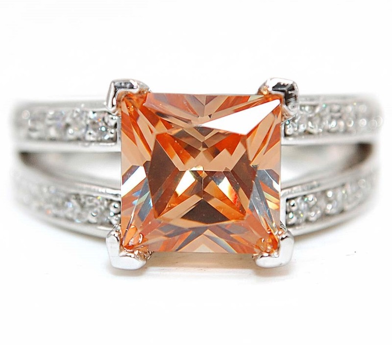 4CT  Padparadscha 925 Solid Sterling Silver Ring Sz 8 F8-1