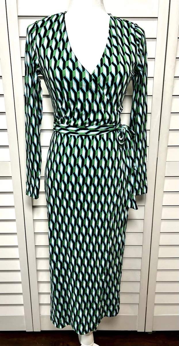 slim fit dress slacks Vintage 1990's DVF Green Silk Jersey Wrap Dress / ML – Xtabay Vintage main image 1