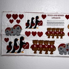 VIP Cranston Hugs Kisses Applique Cotton Fabric Panel Cut Sew Hearts Love Dogs