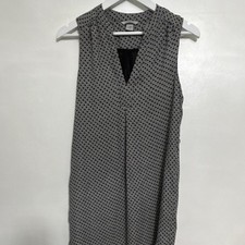 H&M Shift Dress Women’s Size 6 Black/White Geometric Sleeveless V-Neck Knee