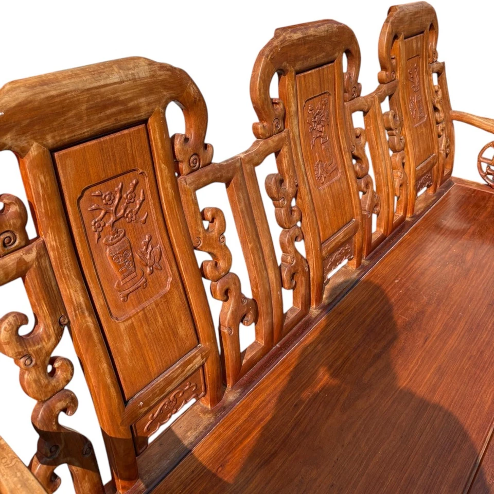 亚洲柚木和红木古董沙发长椅 — 第 3/4 张图片