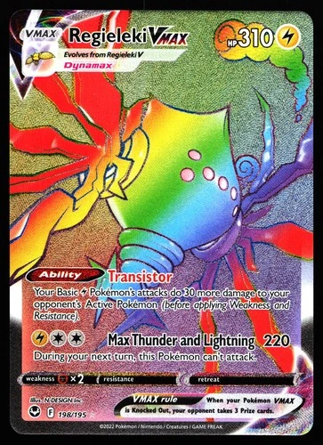 REGIELEKI VMAX 198/195 RAINBOW RARE SILVER TEMPEST POKEMON NM