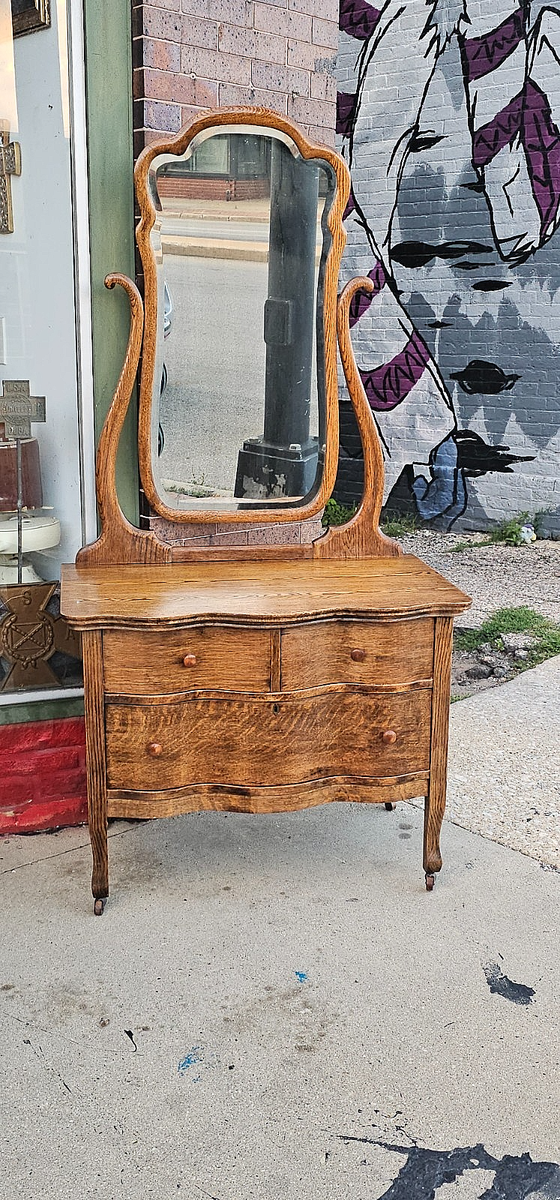 strapless open back dress antique Victorian dresser with mirror – 86 Vintage main image 1