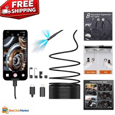 High-Def Dual-Lens Inspection Camera with Adjustable LEDs & Waterproof Design