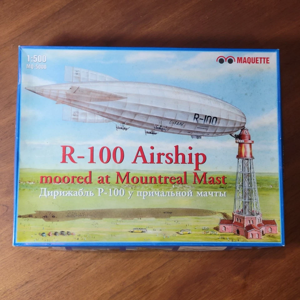 Maquette R-100 Luftschiff festgemacht am Mountreal Mast 1/500 Modellbausatz versiegelt Neu in OVP
