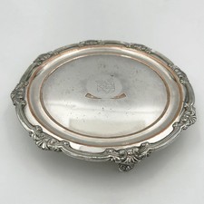 VASSOIO CAMERIERE 8" STEMMA FAMIGLIA FOWELL VECCHIO PIATTO SHEFFIELD GEORGE III c1815