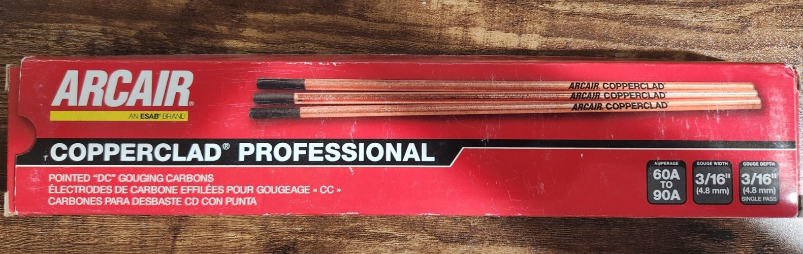 ARCAIR 1/8" X 12" 2202300 DC Pointed Copperclad Arc Gouging Electrodes, 100/Pack