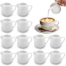 12 PCS Small Milk Jugs, 110ML White Milk Jug Small with Handle, White Ceramic Mi