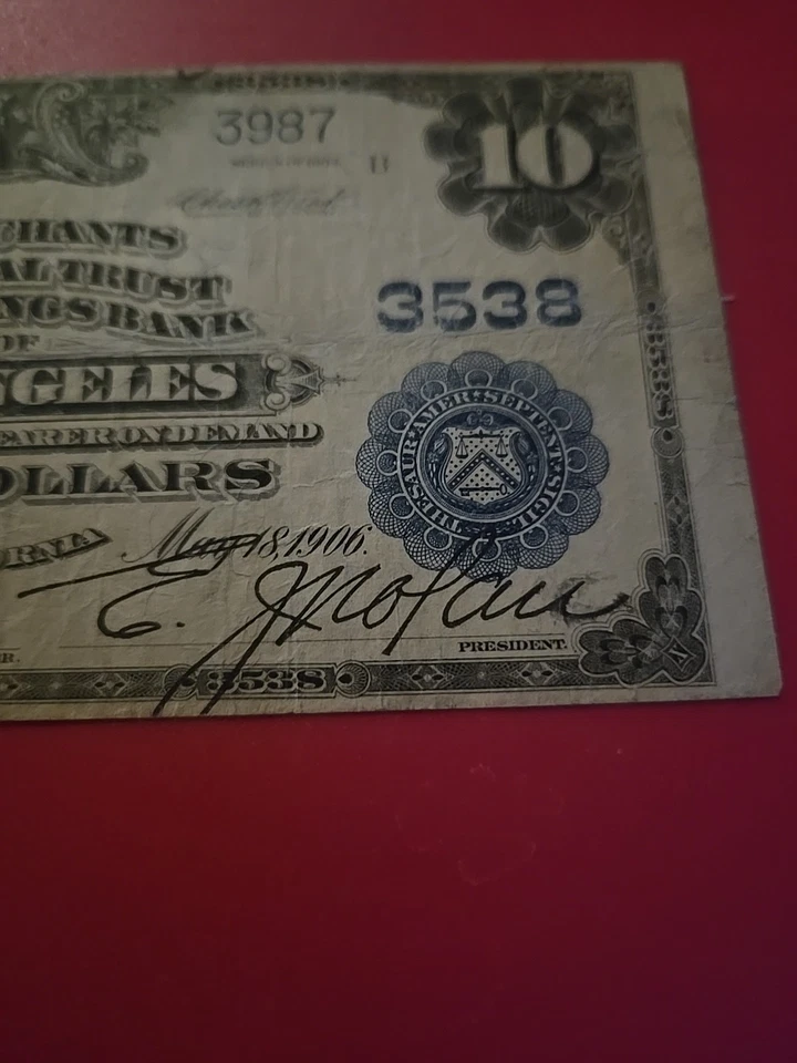 $10 1902 PB National LOS ANGELES California CA 🇺🇸 🇺🇸 - Image 3 of 4