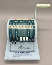 Vintage Paymaster X-2000 Check Writer Stamping Machine Robin Egg Blue w/Key