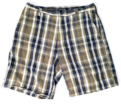 St. John's Bay Plaid Shorts - Men's 36 - Green and Blue Flannel Bermuda Casual