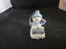 Vintage The Encore Group Snow Buddies Snowman Sledding Ornament