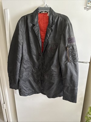 DKNY Nylon Jacket Blazer Sport Black Embroidered Brooklyn NYC Y2K Men s Sz L