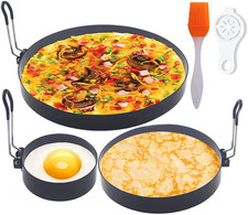 8" Omelette Ring,6" Pancake Ring,4" Griddle Egg Ring,Non-Stick Stainless Steel E